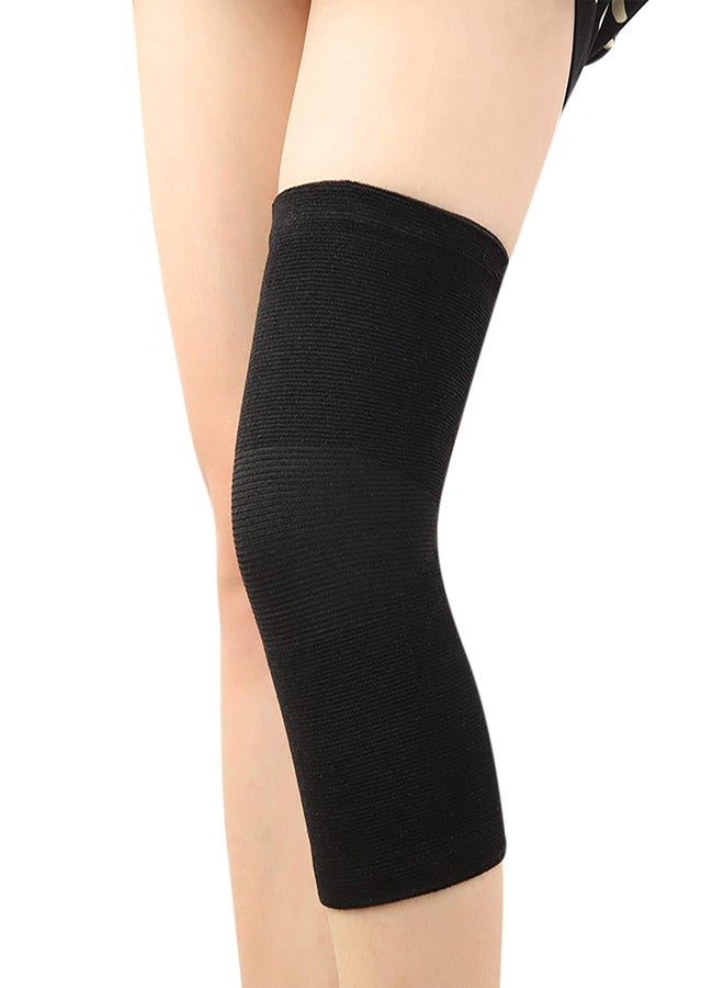 JUMISEE (One Pair) Cotton Knee Sleeves for Knee Support, Circulation Improvement & Pain Relief,Sport Compression for Running, Pain Management, Arthritis Pain Women Men (Black, Medium) - Image 2
